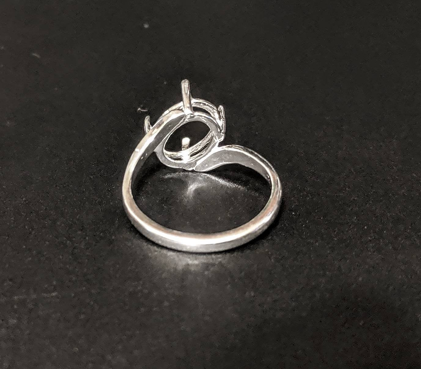 Solid Sterling Silver or 14kt Gold 9X7mm/10X8mm Oval Twist Ring Shank Setting - Size 6, 8, 163 515/143 515 - Perfect for Engagement Rings, Wedding Bands & Jewelry Making