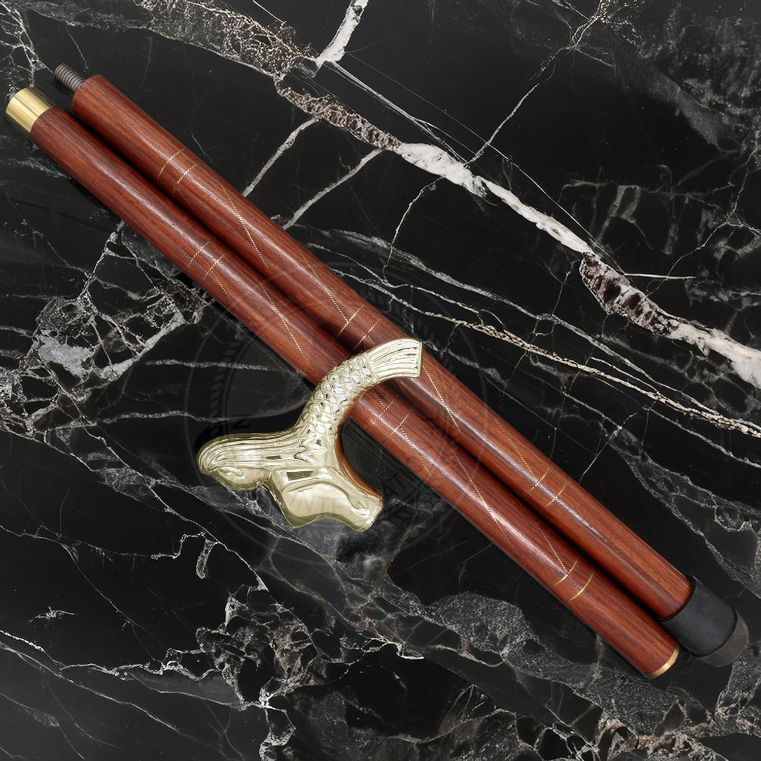 Premium Aluminum & Brass Decorative Rosewood Walking Cane - Full Size Adjustable Walking Stick for Men & Women - Ideal for Hiking, Fashion Accessory & Elderly Support