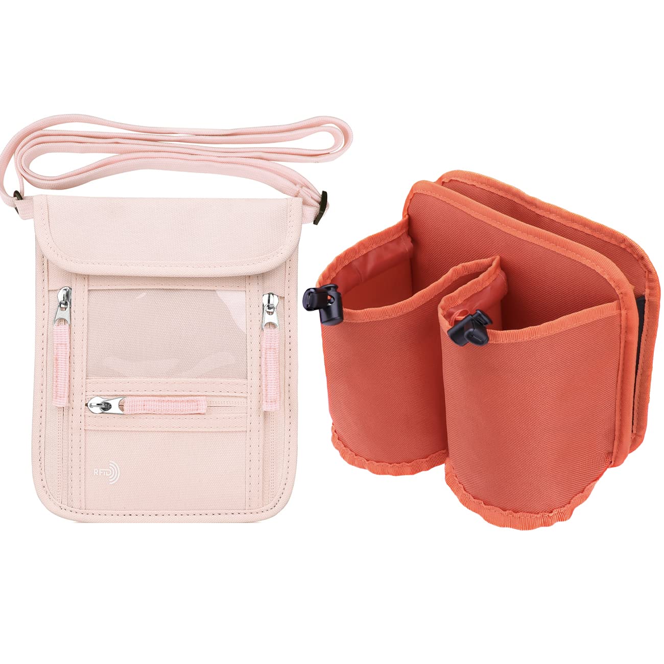 Premium Travel Accessories Bundle - Neck Passport Holder & Luggage Cup Holder for Airplane, Cruise & Business Trips | Waterproof & Hands-Free Convenience