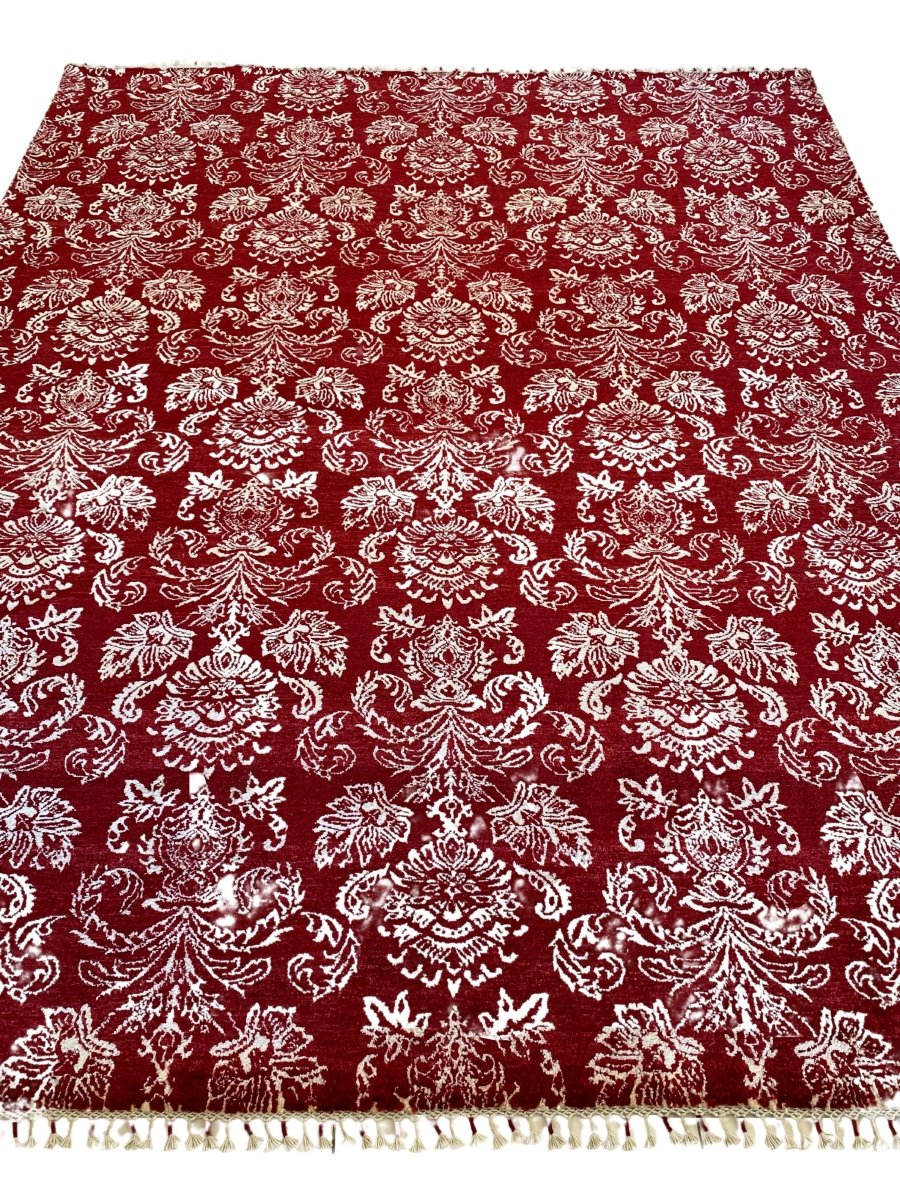 Handmade Pakistani Chobi Wool Rug - Traditional Vermelho Red 9.11x8 Feet - Perfect for Living Room, Bedroom & Boho Decor
