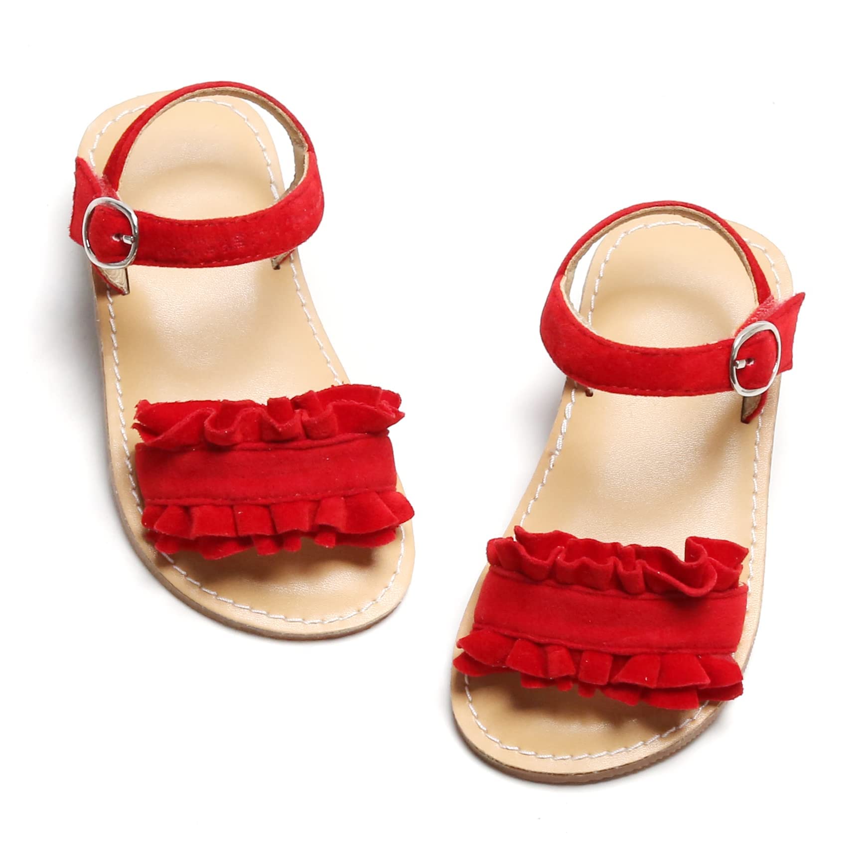 Cute Otter MOMO Girls Sandals - Open Toe Princess Flat Sandals with Ruffles for Summer | Perfect for Beach, Pool, and Casual Outings
