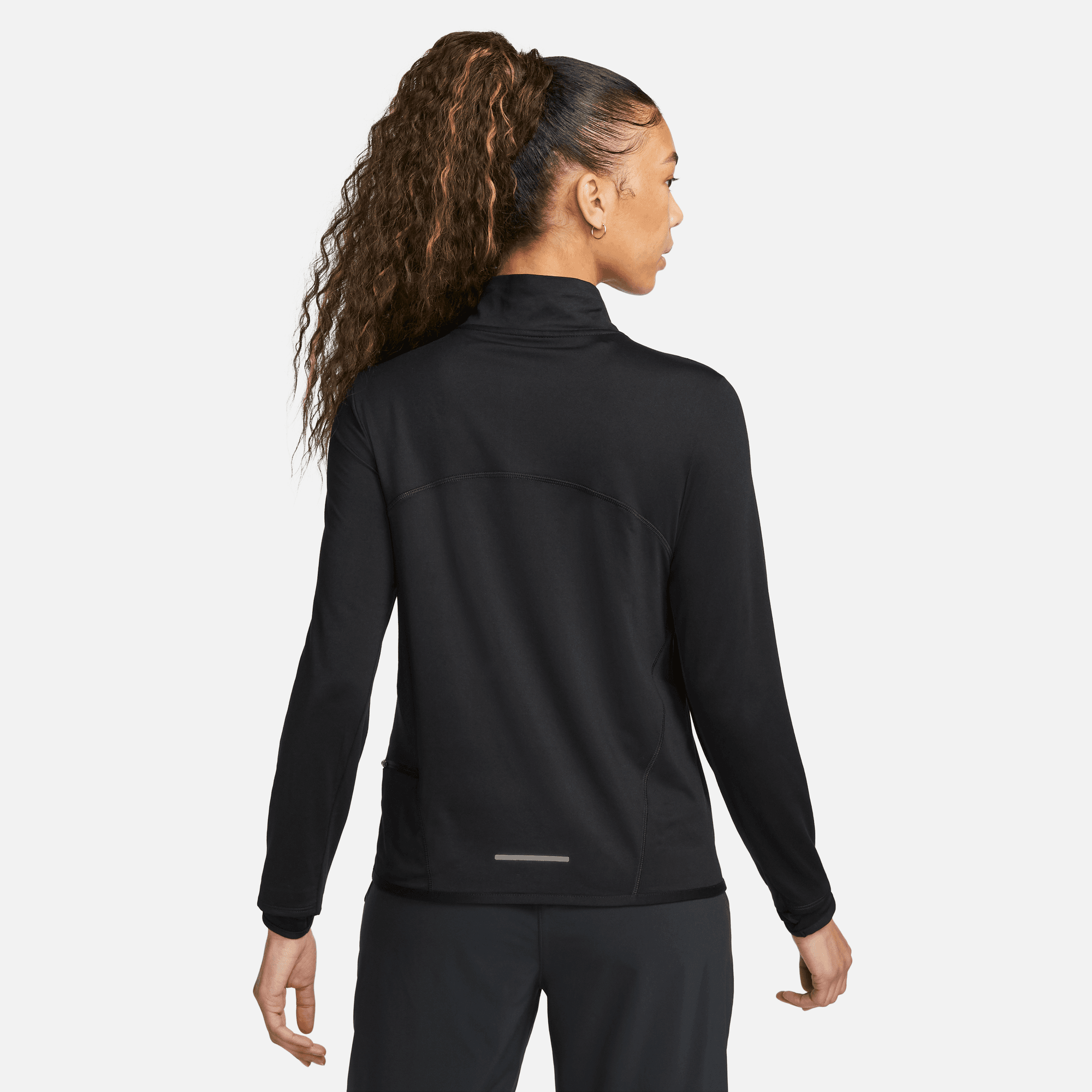 Nike Women's DRI-FIT Swift Element UV 1/4 Zip Running Top - Breathable Moisture-Wicking Workout Shirt with Sun Protection (Black/Reflective Silver) | Ideal for Running, Jogging, Gym & Outdoor Sports