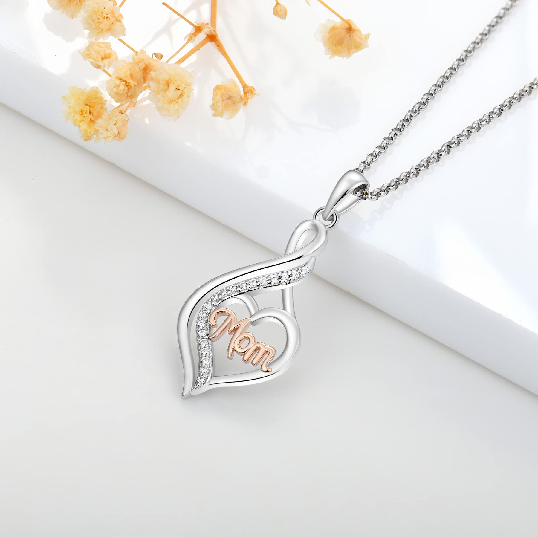 925 Sterling Silver Mom Necklace - Best Jewelry Gift for Women | Birthday, Christmas, Mother's Day