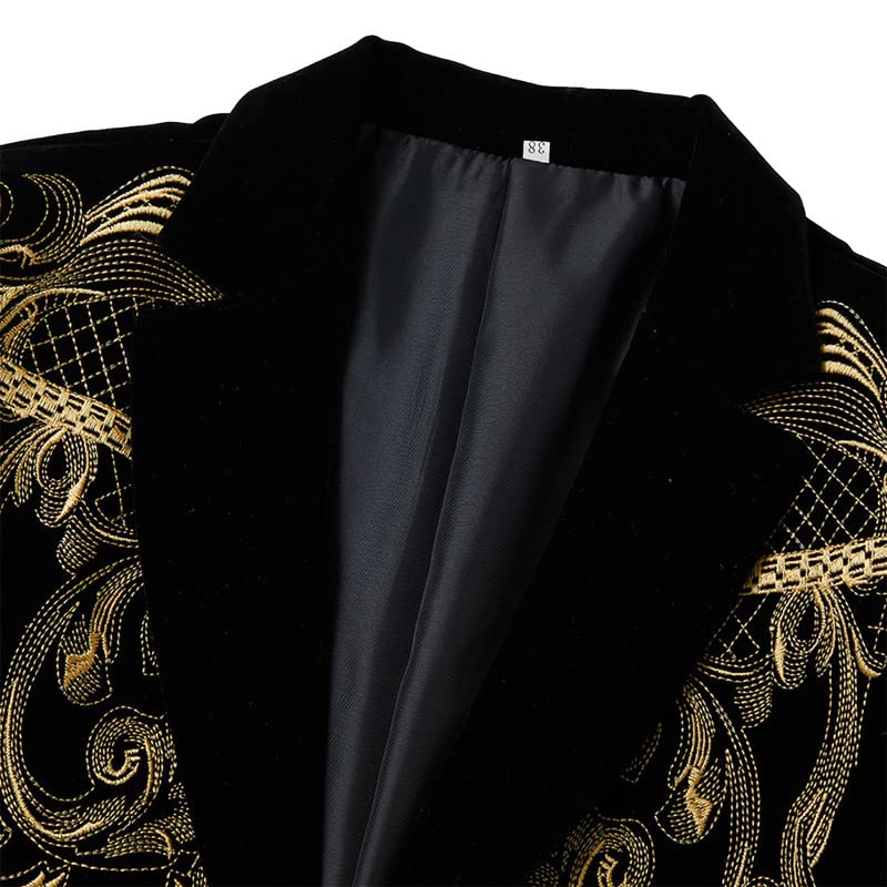 Luxury Embroidered Men's Blazer - Single Button Tuxedo Jacket for Prom, Wedding & Formal Events | Slim Fit Dress Coat for Business & Special Occasions