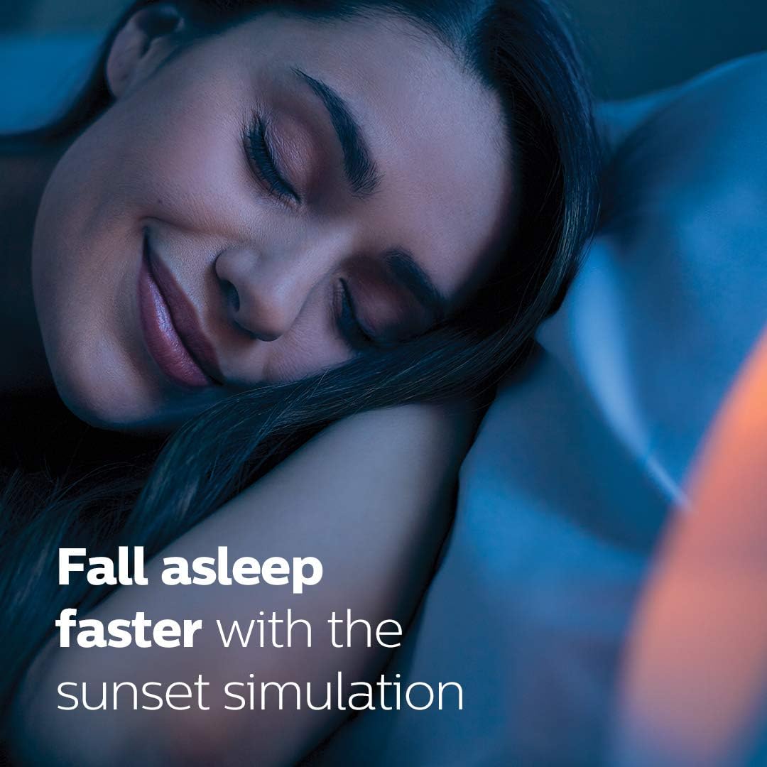 PHILIPS HF3520/60 Wake Up Light with Sunrise Simulation Alarm Clock - Natural Dawn & Dusk Light Therapy for Better Sleep & Energy - Perfect for Bedroom, Office, or Travel
