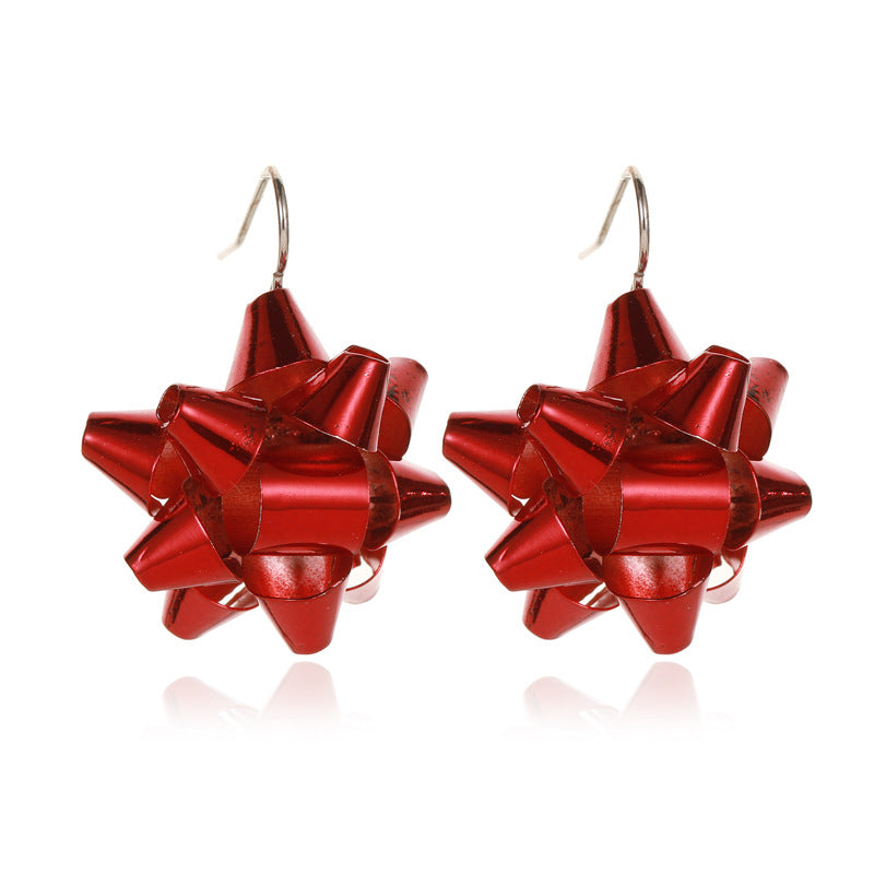 Festive Red Bow Snowflakes Jingle Bell Earrings for Christmas | Holiday Party Jewelry Gift for Women | Perfect for Xmas Celebrations & Winter Gatherings
