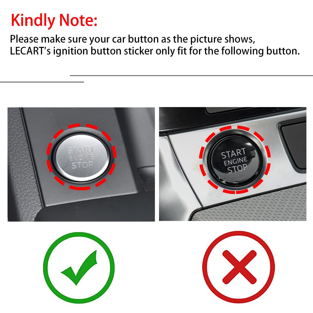 LECART Red Metal Engine Start Button Cover for Audi A4 A5 A6 A7 Q5 - Keyless Ignition Button Stickers, Auto Interior Decoration Trim 2Pcs - Perfect for Car Enthusiasts & Customization