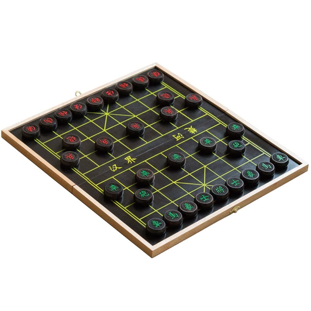 Portable Chinese Chess (Xiangqi) Travel Set with Foldable Board - Black, 59x42.5cm | Compact Xiangqi Game for Outdoor, Camping, Travel & Family Fun