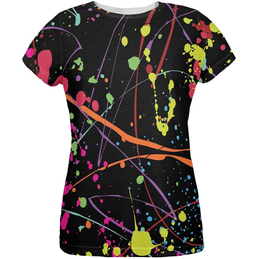 Old Glory Splatter Paint Black Women's T-Shirt | Patriotic American Flag Design | Casual Wear, Fourth of July Outfits, Summer Fashion