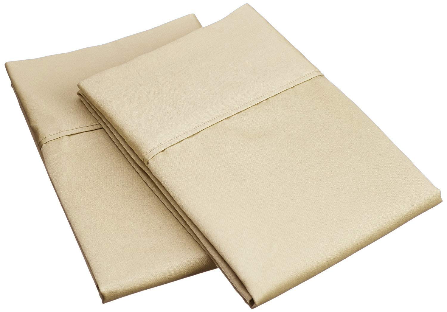 Royal Tradition 100% Cotton 300 Thread Count Standard/Queen Pillowcase Set of 2 - Soft & Breathable Beige Pillow Covers for Bedroom, Hotel, or Guest Room