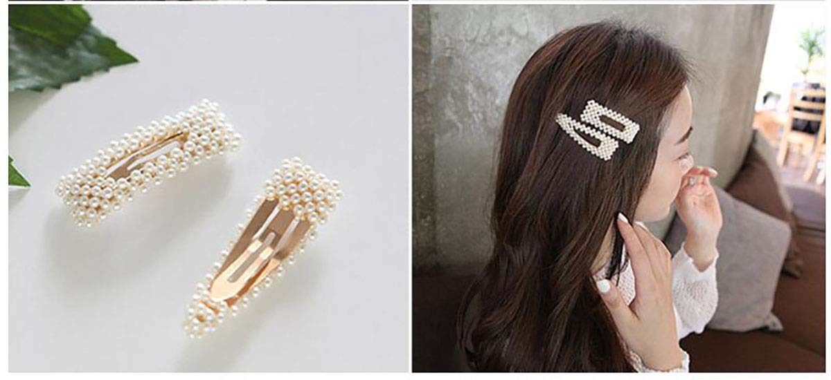 Fodattm 2PCS Sweet Imitation Pearl Hair Clips - Elegant Drop-shaped Gold Alloy Hairpins for Women | Perfect for Weddings, Parties & Everyday Hair Accessories