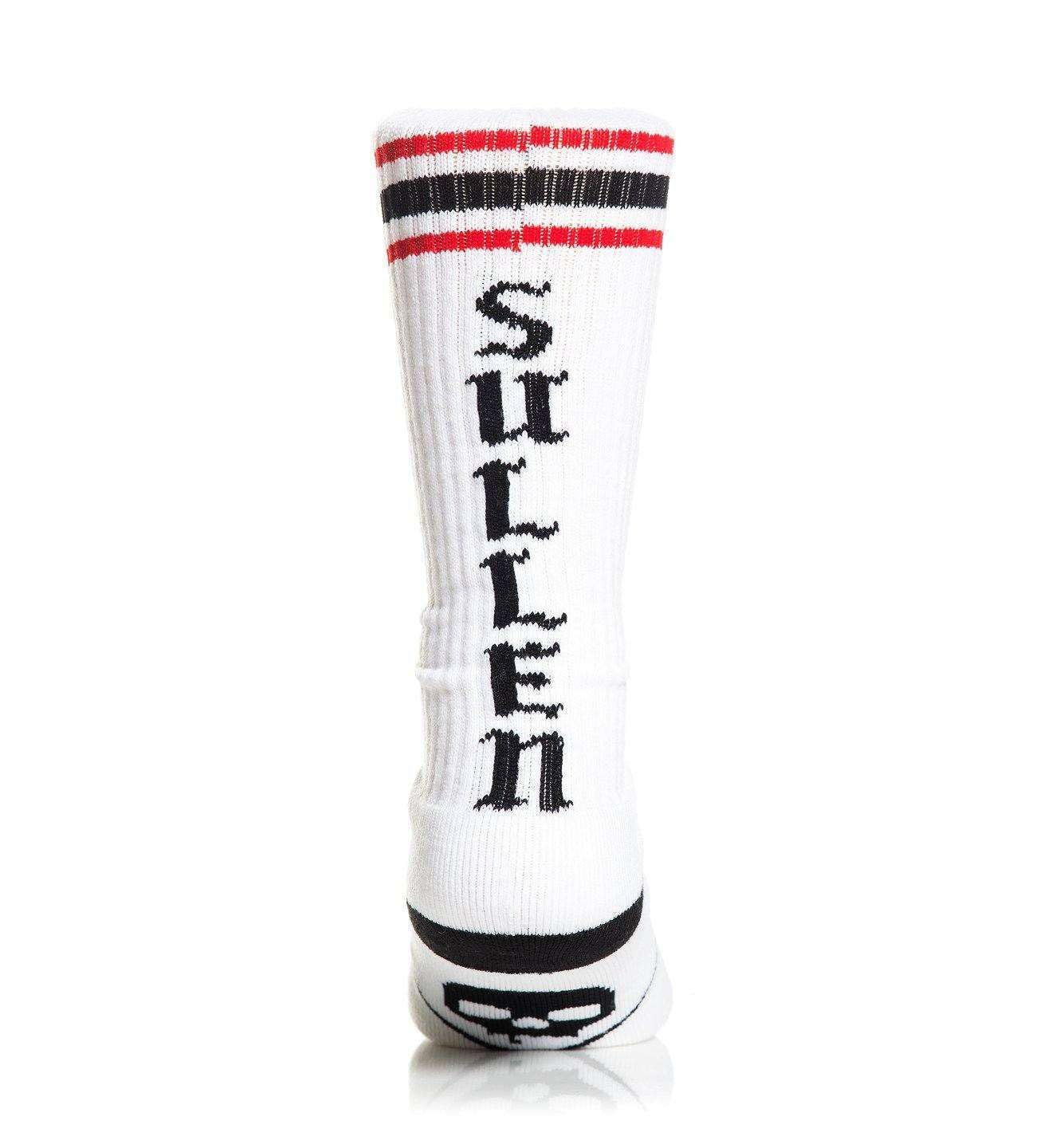 Sullen Art Collective Men's Live Fast Crew Socks - Black & White Skull Print Casual Socks for Skateboarding, Motorcycle Riding & Streetwear Fashion