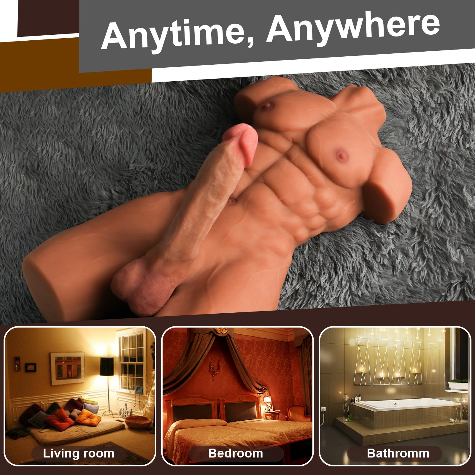 **AUSLOVE Realistic 26LB Male Sex Doll for Women – 8in Flexible Huge Dildo, 3D Muscular Torso with Tight Anal for Men & Gay Couples – Big Penis Sex Toy for Female Masturbation – Perfect for Solo Play & Couples Fantasy**