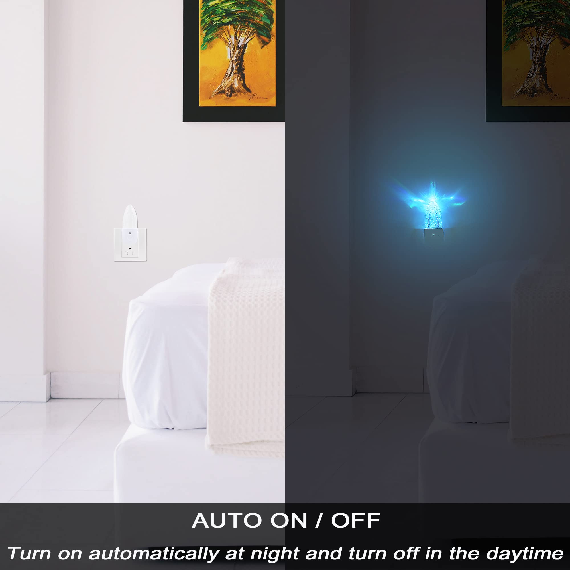 RGB Color Changing Night Lights Plug into Wall - 4 Pack LED Nightlights with Light Sensor, Auto On/Off for Kids, Adults, Bedroom, Bathroom, Nursery (Perfect for Nighttime Safety & Mood Lighting)