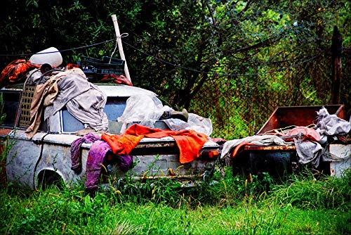 Vintage 20x30 Inch Laminated Poster - Retro Car Junk Yard & Environmental Theme - Vibrant Colors for Home & Office Decor - Perfect for Living Room, Bedroom or Man Cave Wall Art