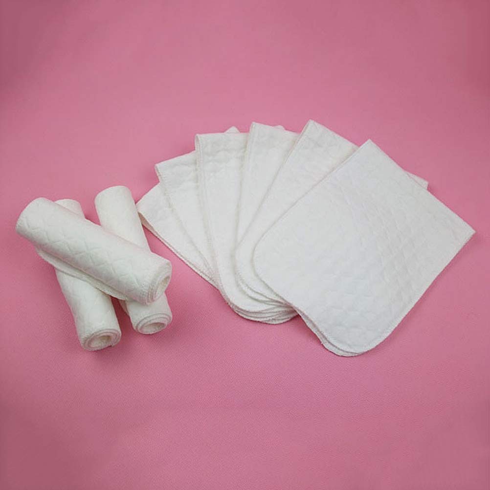 10-Pack Premium Cotton Diaper Changing Pads - 3-Layer Portable Baby Diaper Mat for Newborns & Infants - Soft, Absorbent & Washable White Changing Pads with Storage Pocket - Perfect for Travel, Nursery & On-the-Go Diaper Changes