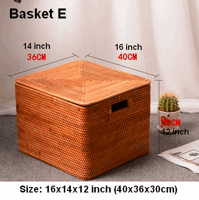 Extra Large Woven Storage Baskets with Lids - Rattan Rectangular Organizer Bins for Shelves, Closet, Living Room | Perfect for Clothes, Blankets & Home Decor Organization