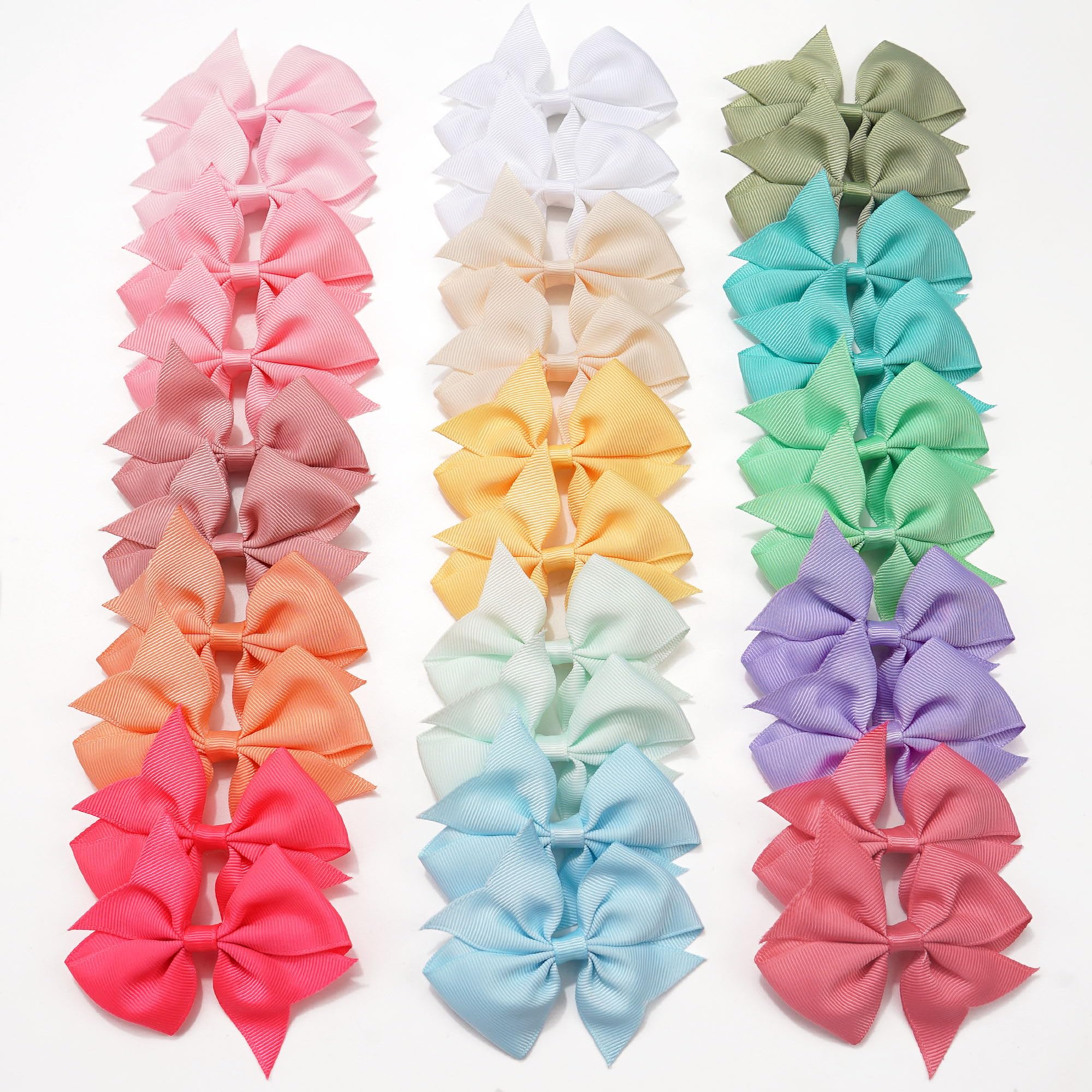 30PCS Girls' Hair Clips Set - 15 Colorful Grosgrain Ribbon Alligator Clips (3.5 Inch) for Toddlers & Kids - Perfect for School, Parties, Holidays & Daily Hair Styling
