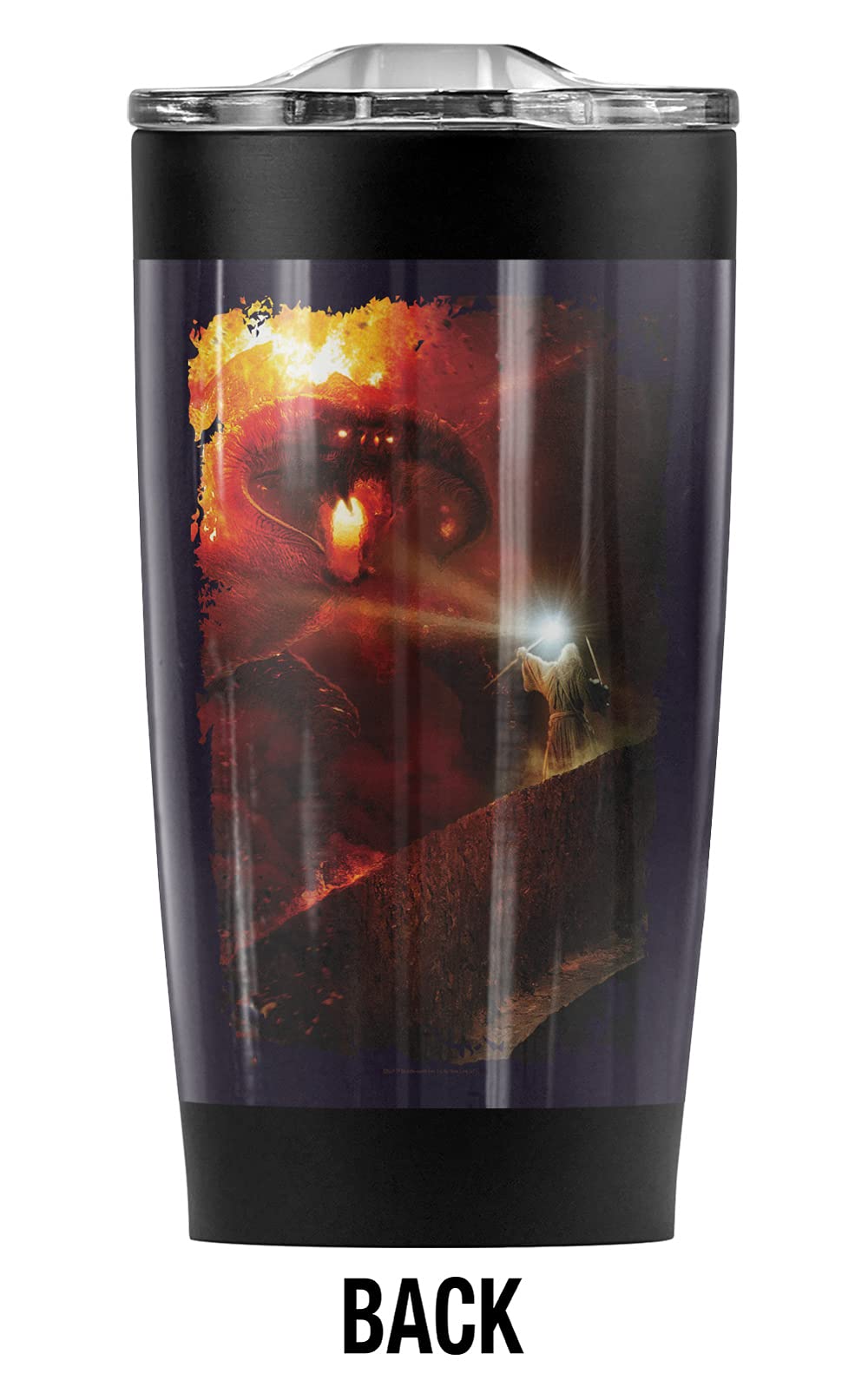 The Lord of The Rings Balrog 'You Shall Not Pass' 20oz Stainless Steel Tumbler - Vacuum Insulated Travel Mug with Leakproof Lid | Keeps Hot & Cold Beverages | Perfect for Coffee, Tea, Office, Commute & Outdoor Adventures