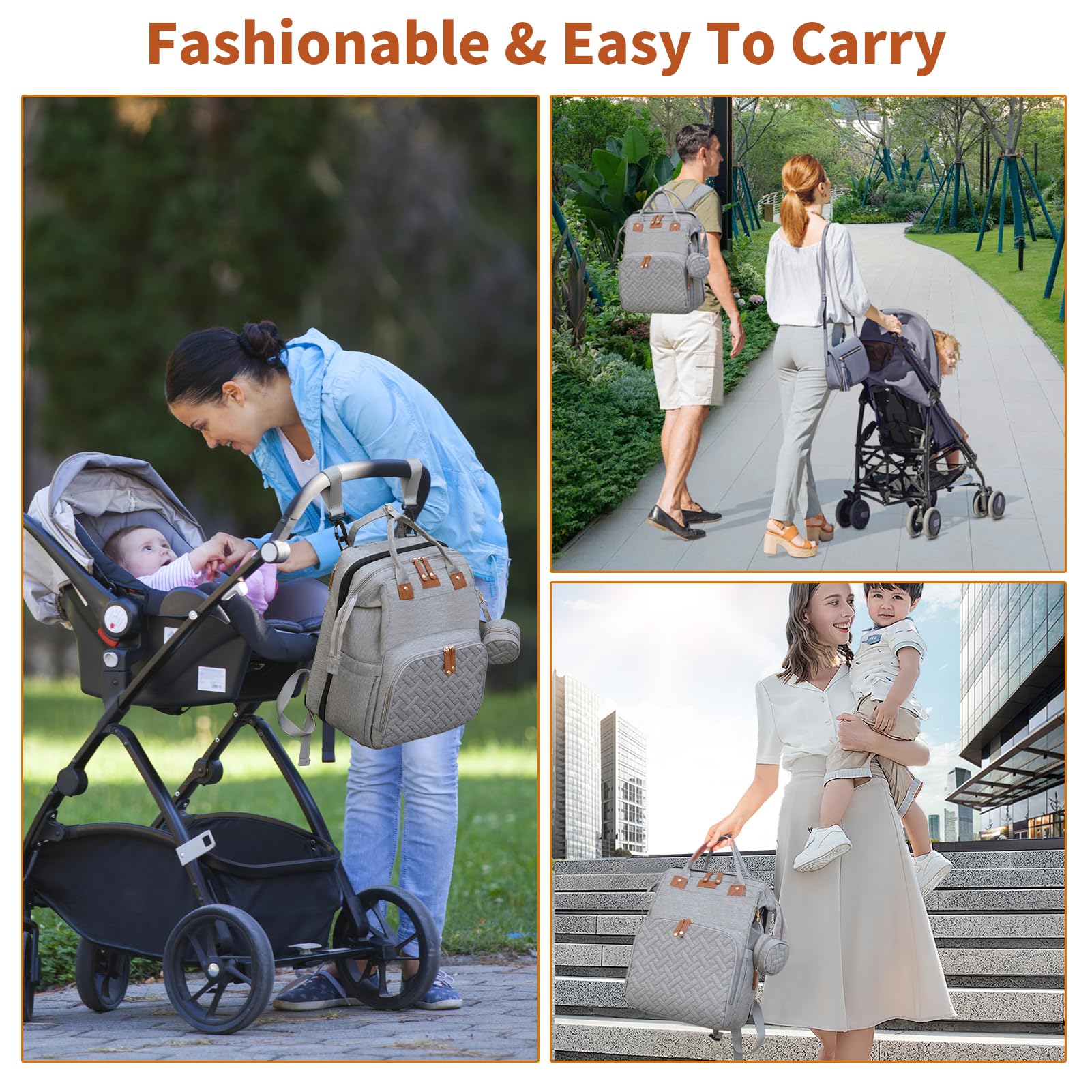 **Multifunctional Waterproof Diaper Backpack with Changing Station & USB Charging Port - Perfect Baby Shower Gift for Boys & Girls (Gray) - Ideal for Travel, Outings & Parenting Essentials**