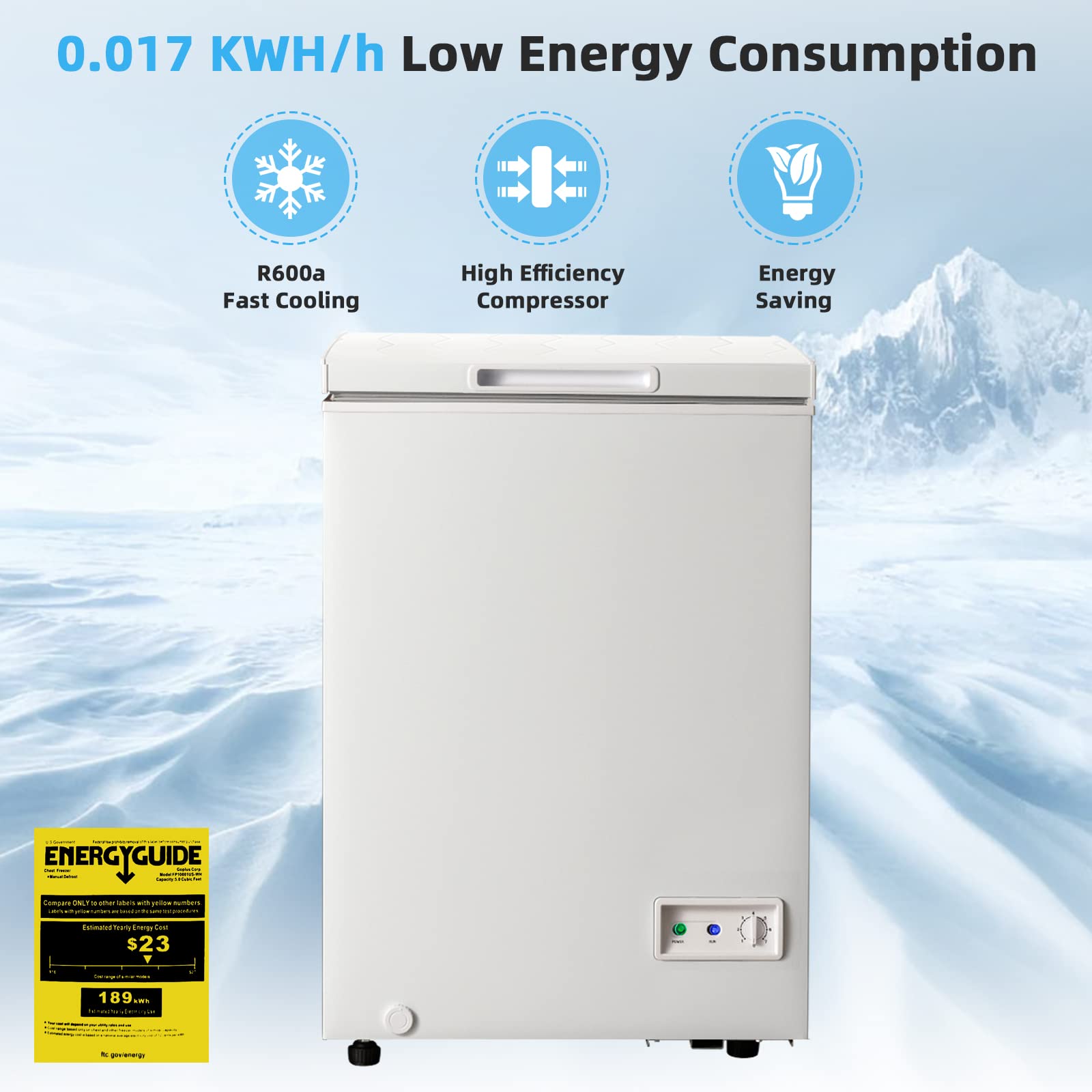 PETSITE 3.5 cu ft Compact Chest Freezer - Adjustable Temperature Deep Freezer with Removable Basket & Wheels - Energy Efficient Quiet Freezer for Kitchen, Apartment, Office - White - Perfect for Storing Frozen Foods, Meal Prep & Bulk Groceries