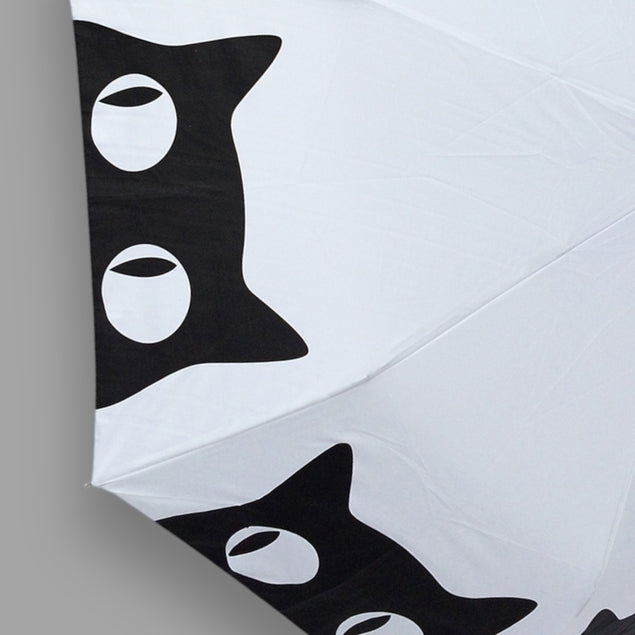 Big Eyes Cat Umbrella - Cute Cartoon Cat Printed Rain Umbrella with Automatic Open/Close - Perfect for Women, Girls & Cat Lovers (Use for Rainy Days, Outdoor Events & Fashion Accessory)