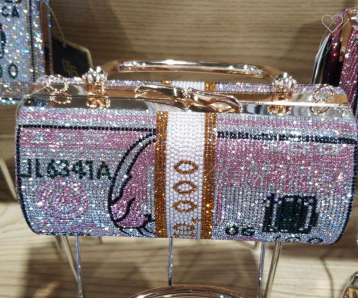 Sparkly Rhinestone Money Clutch Purse - Elegant Pink Evening Bag for Women, Perfect for Parties, Weddings, and Special Occasions