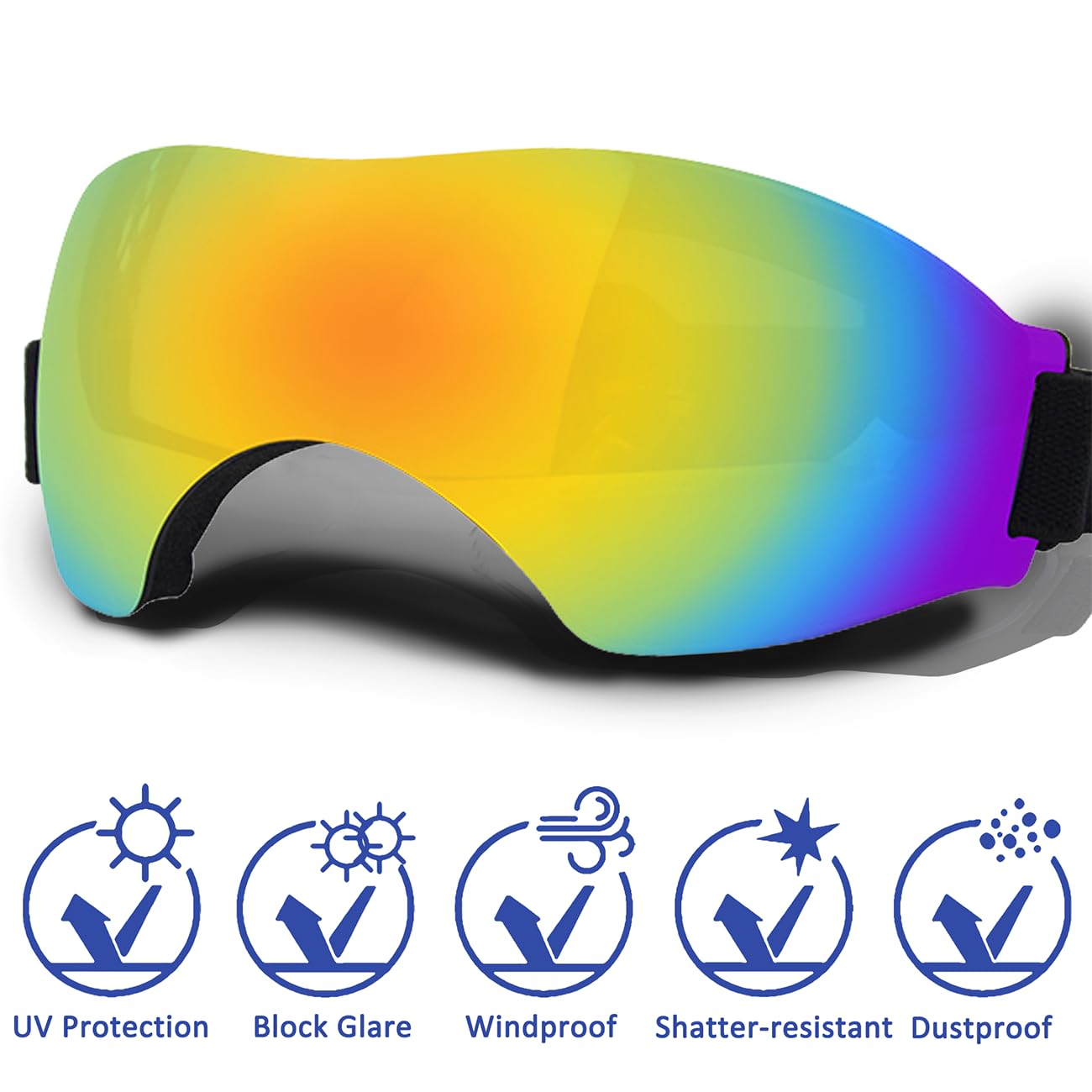 UV Protection Dog Goggles for Medium Dogs - Adjustable Strap, Windproof & Snowproof Pet Sunglasses - Protect Your Dog's Eyes During Outdoor Adventures, Hiking, and Beach Trips