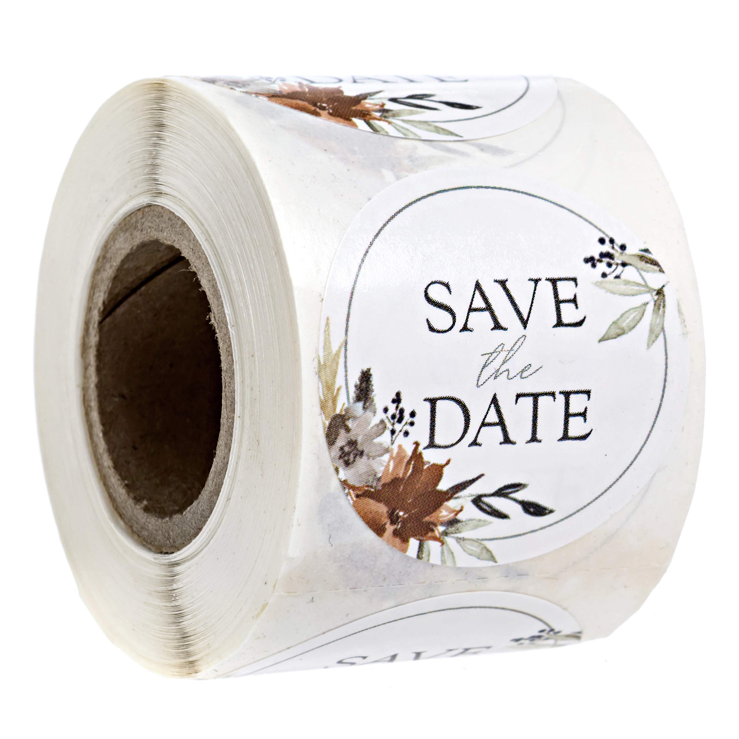 Indie Autumn Floral Save The Date Stickers - 1.5 Inch Fall Wedding Labels - 250 Watercolor Engagement Stickers for Invitations, Envelopes & DIY Scrapbooking