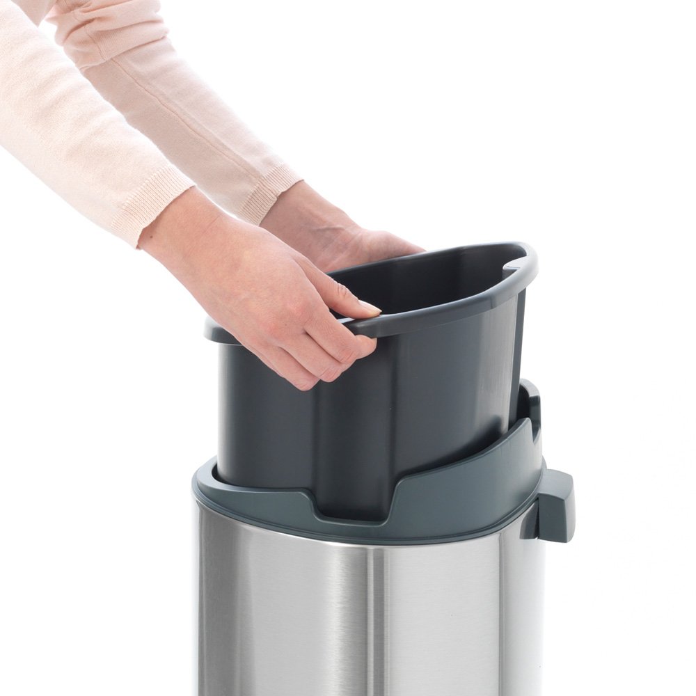 Brabantia 10.6 Gallon Stainless Steel Touch Kitchen Trash Can with Removable Lid - Soft-Touch Opening, Includes Waste Bags | Perfect for Modern Kitchens, Office Spaces & Eco-Friendly Homes