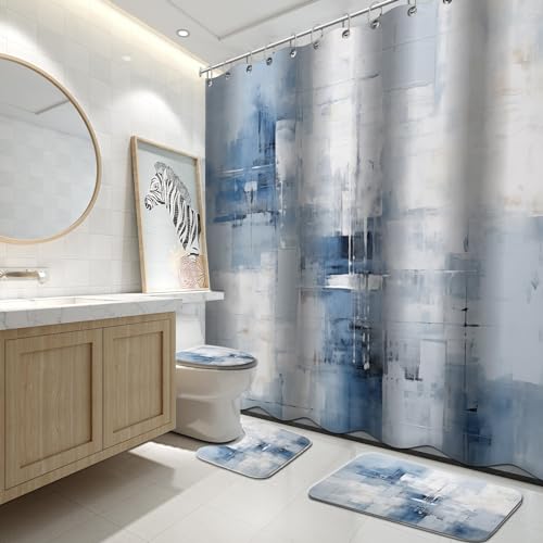 Blue Grey Watercolor Bathroom Set