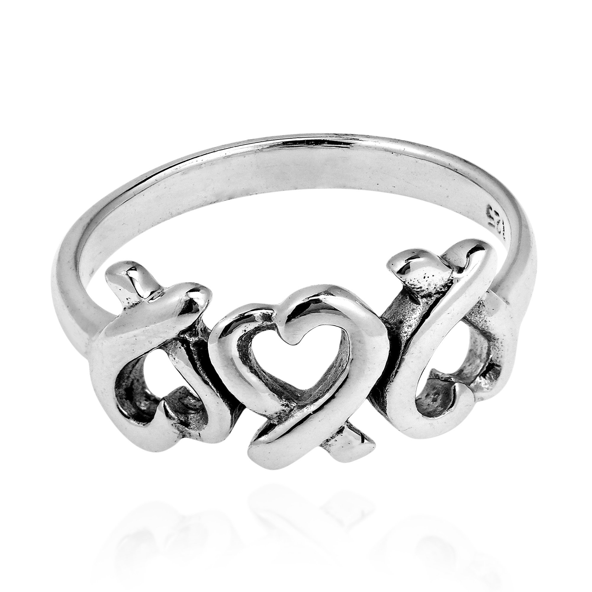 AeraVida Infinity Love Triple Hearts .925 Sterling Silver Promise Ring for Women | Cute Wedding, Engagement & Friendship Ring | Comfort Fit Love Symbol Jewelry | Size 6-9 | Perfect for Anniversaries, Valentine's Day & Special Occasions