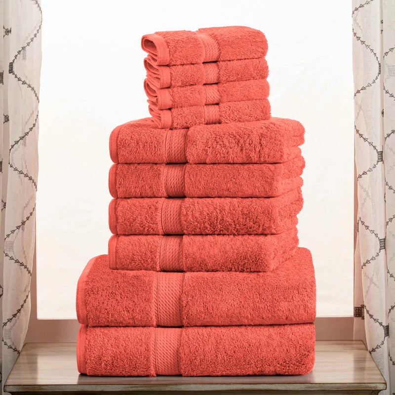 Premium Egyptian Cotton 10-Piece Towel Set - Ultra Soft, Heavyweight & Plush for Bath, Spa & Luxury Home Use