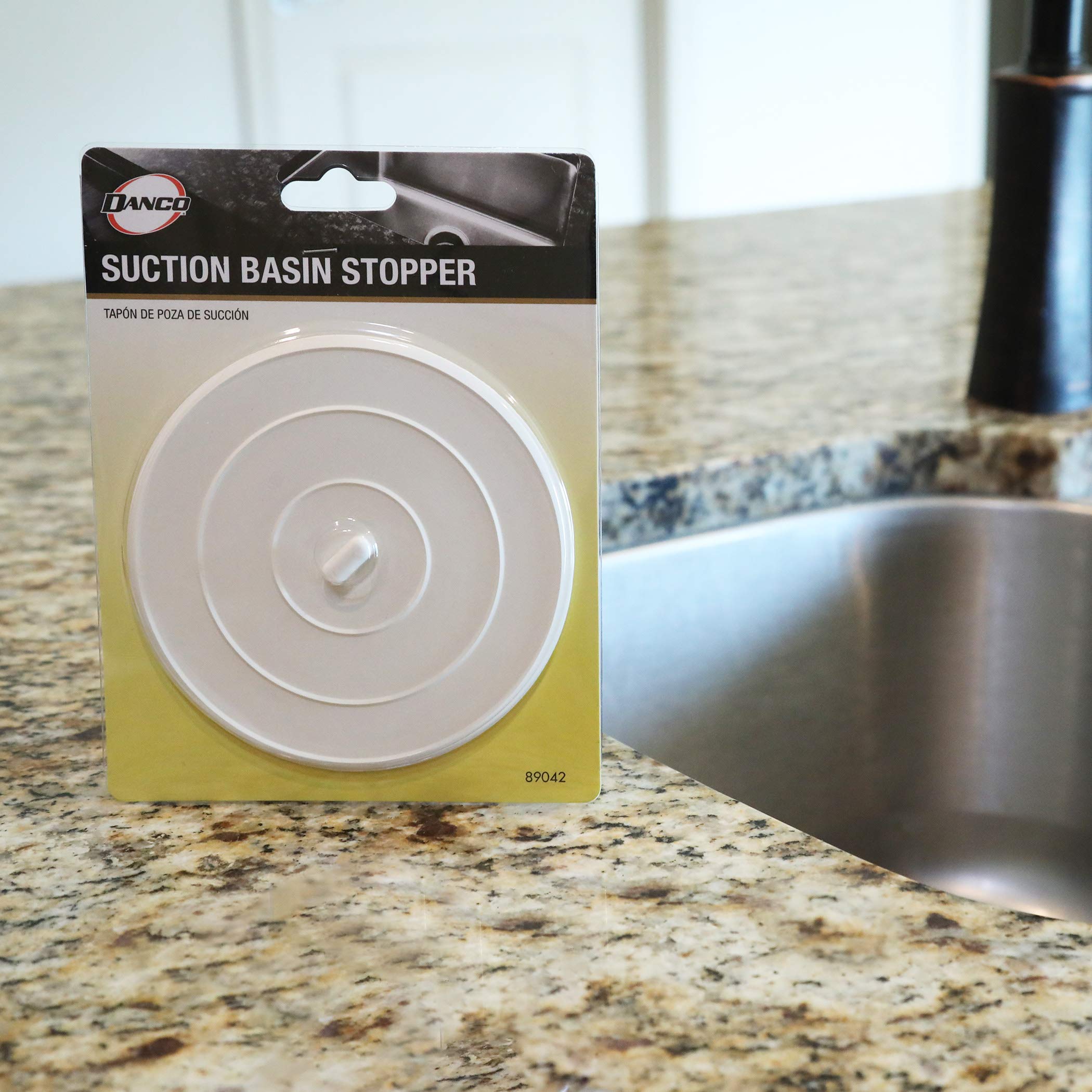 DANCO 89042P 5-Inch White Flat Kitchen Sink Stopper & Bathtub Drain Plug (2-Pack) - Perfect for Bathroom, Kitchen, and Utility Sink Drain Protection
