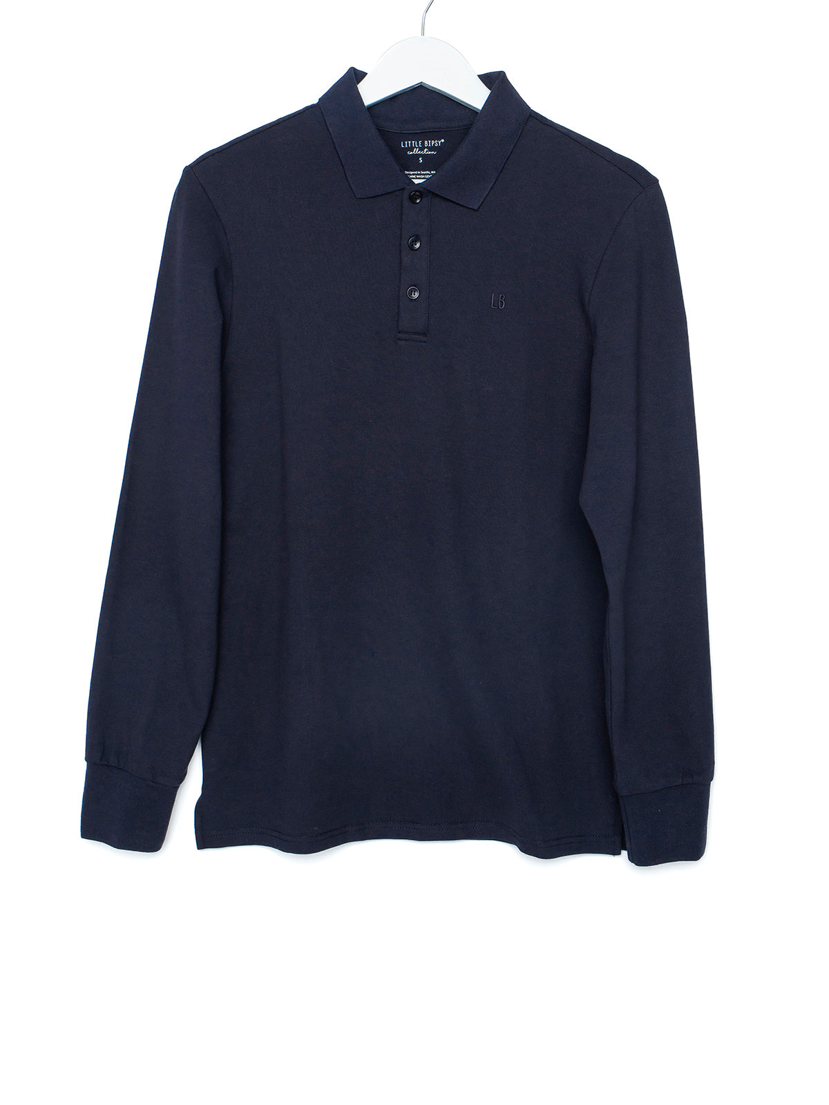 Men's Classic Long Sleeve Polo Shirt - Soft Cotton Comfort Fit Casual Work Shirt in Navy Blue | Office, Golf, Business Casual Wear