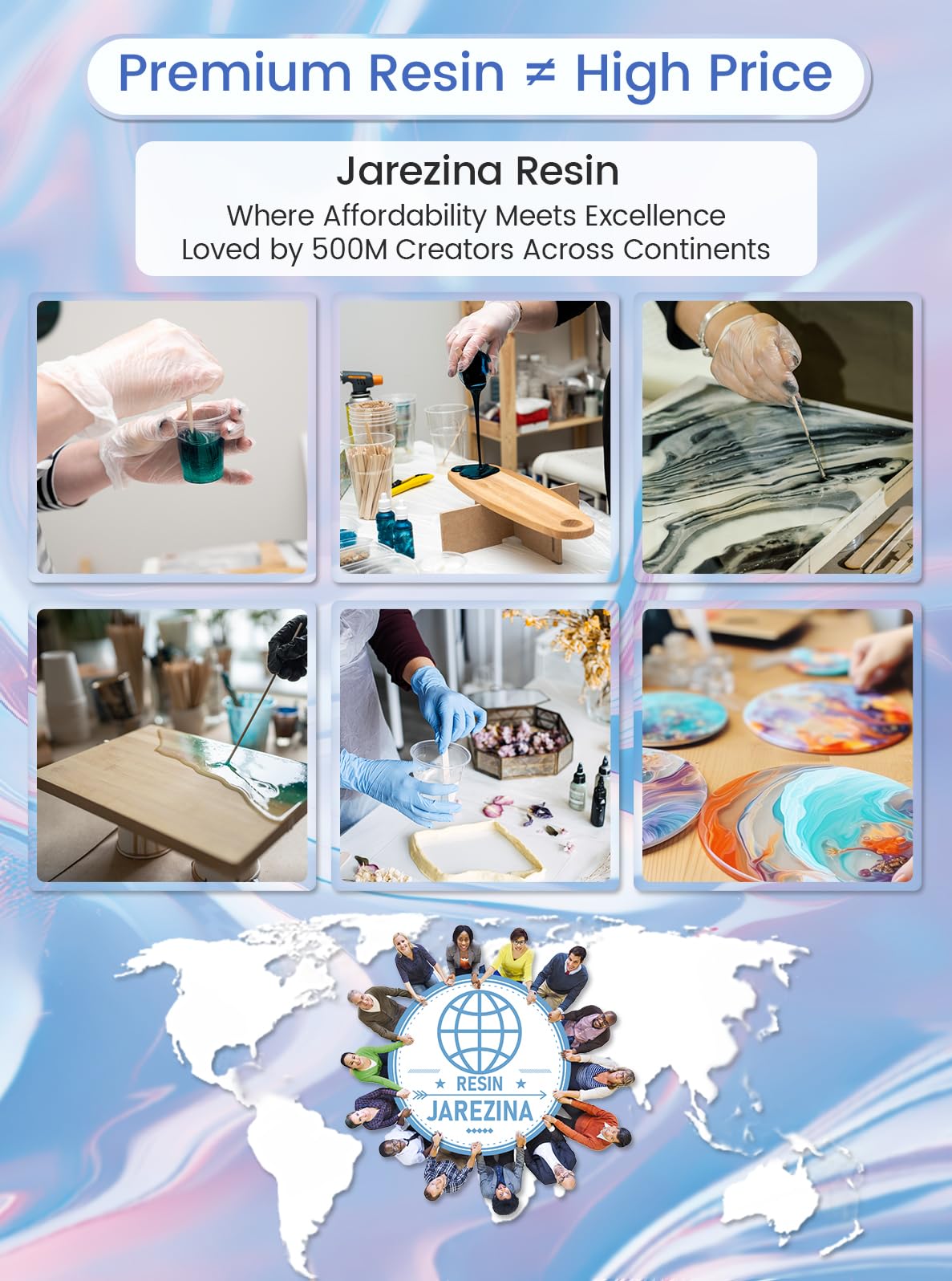 Jarezina 64OZ Crystal Clear Epoxy Resin Kit - Strong, Bubble-Free, Non-Yellowing, Self-Leveling 1:1 Ratio for Art Casting, DIY Jewelry, Wood & Molds - Perfect for Home Decor, River Tables, Resin Art & Craft Projects
