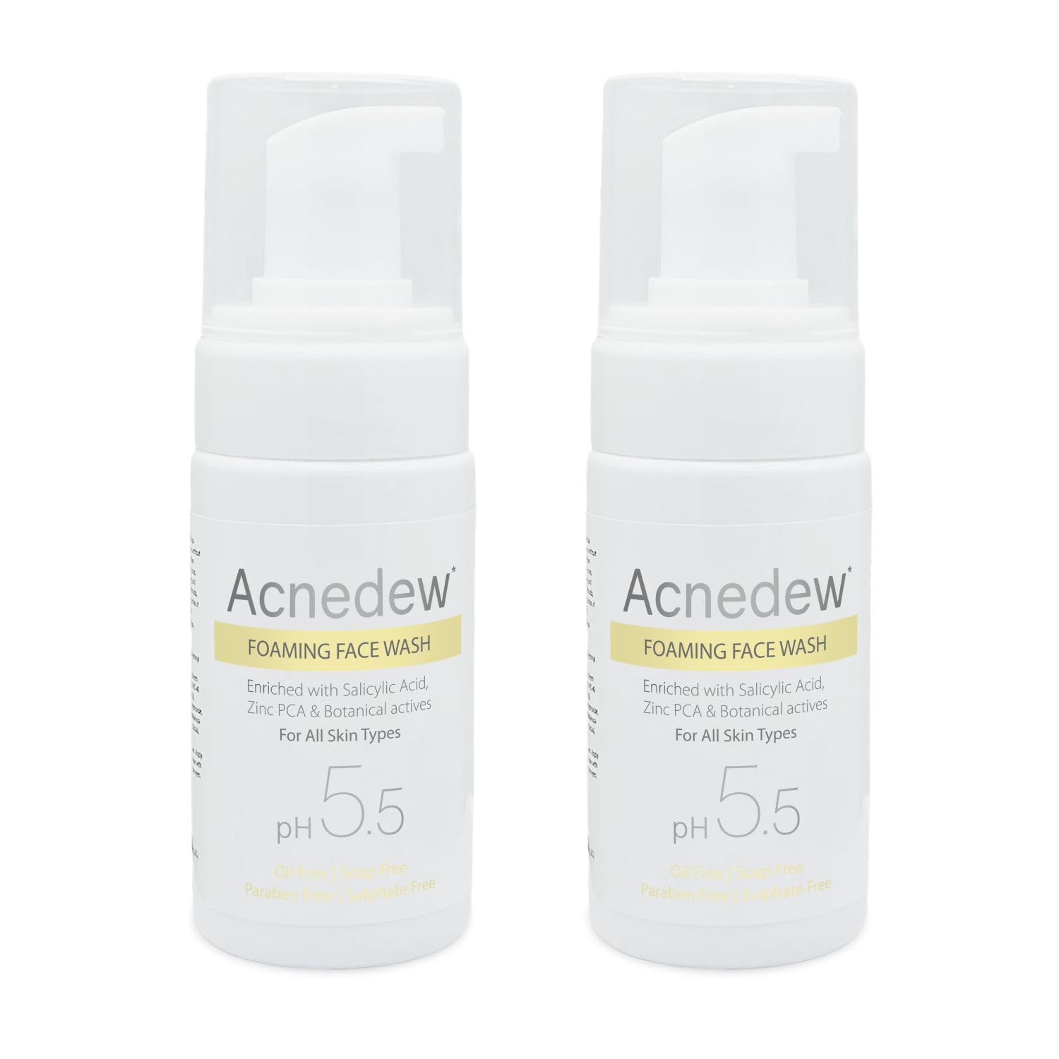 Acnedew Salicylic Acid 1.2% & Tea Tree Oil Foaming Face Wash - Oil Free, Paraben Free & Soap Free Anti Acne Cleanser (100ml, Pack of 2) | Gentle Daily Face Wash for Oily & Acne-Prone Skin | Perfect for Teens & Adults