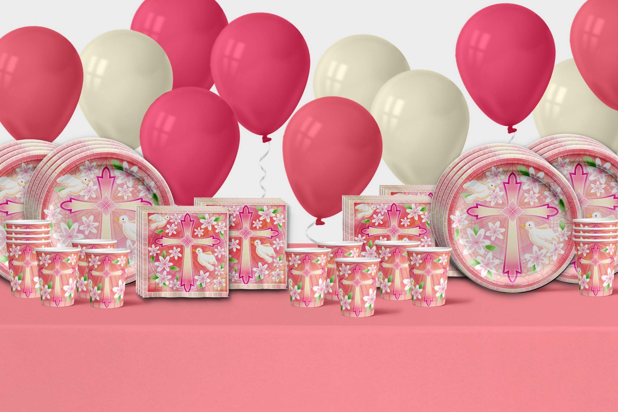 Baptism Girl Party Supplies Set - 16-Piece Tableware Kit with Plates, Napkins & Cups for Christening Celebrations & Baby Showers