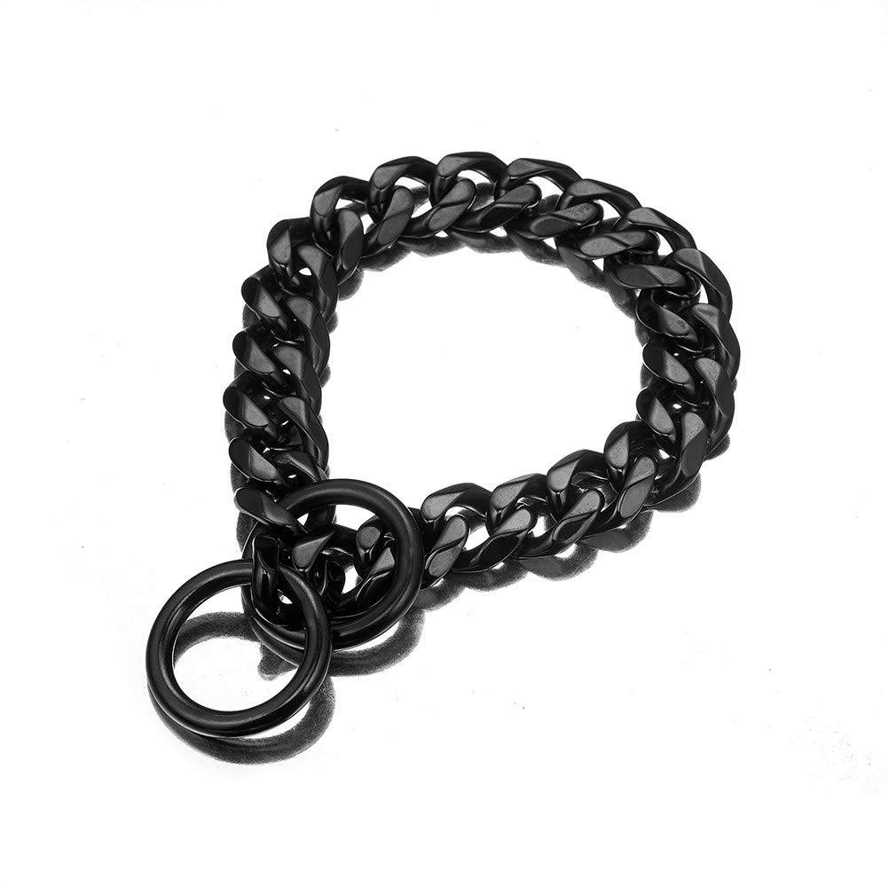 Titanium Steel Tactical Dog Collar for Large & Small Dogs - 19mm Ultra-Wide Stainless Steel P Chain | Explosion-Proof, Durable Punch Design | Perfect for Outdoor Adventures & Training (Black, 60cm)