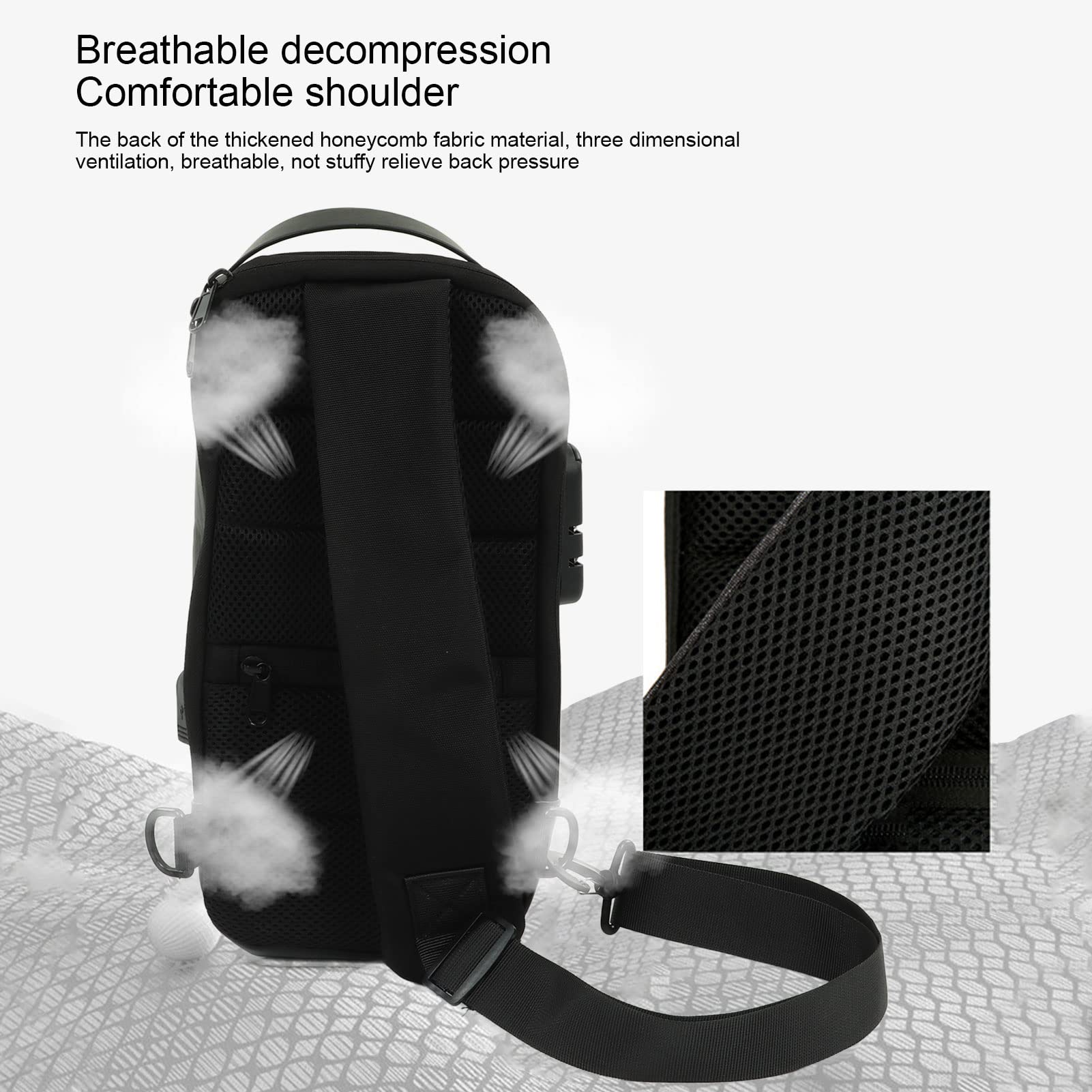 Anti-Theft Crossbody Sling Backpack with Password Lock, Waterproof Chest Shoulder Bag for Men & Women - Perfect for Cycling, Hiking, Travel & Outdoor Activities (Black)