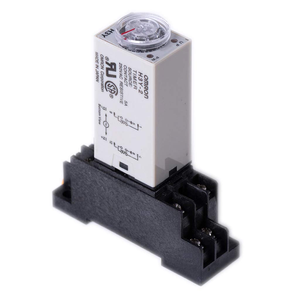 0-30 Minutes Time Delay Relay Timer Switch H3Y-2 DC 12V DPDT with Socket Base - Perfect for Industrial Automation, HVAC Systems, and Electrical Control Panels