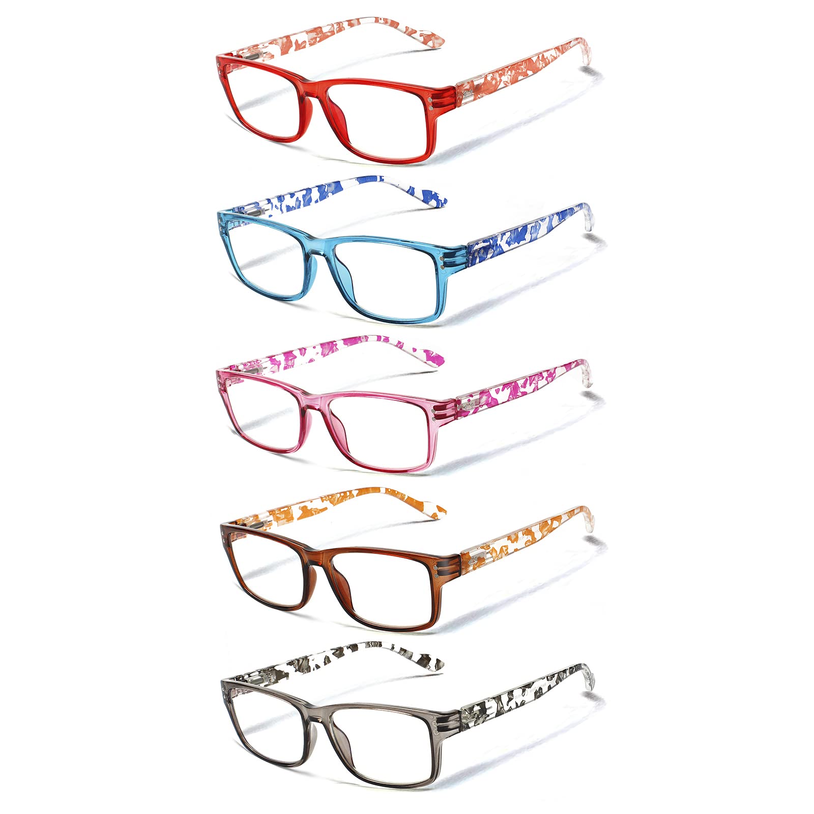 JOSCHOO 5 Pack Blue Light Blocking Reading Glasses - Anti Eyestrain Computer Glasses for Women & Men - Perfect for Office Work, Gaming & Screen Time