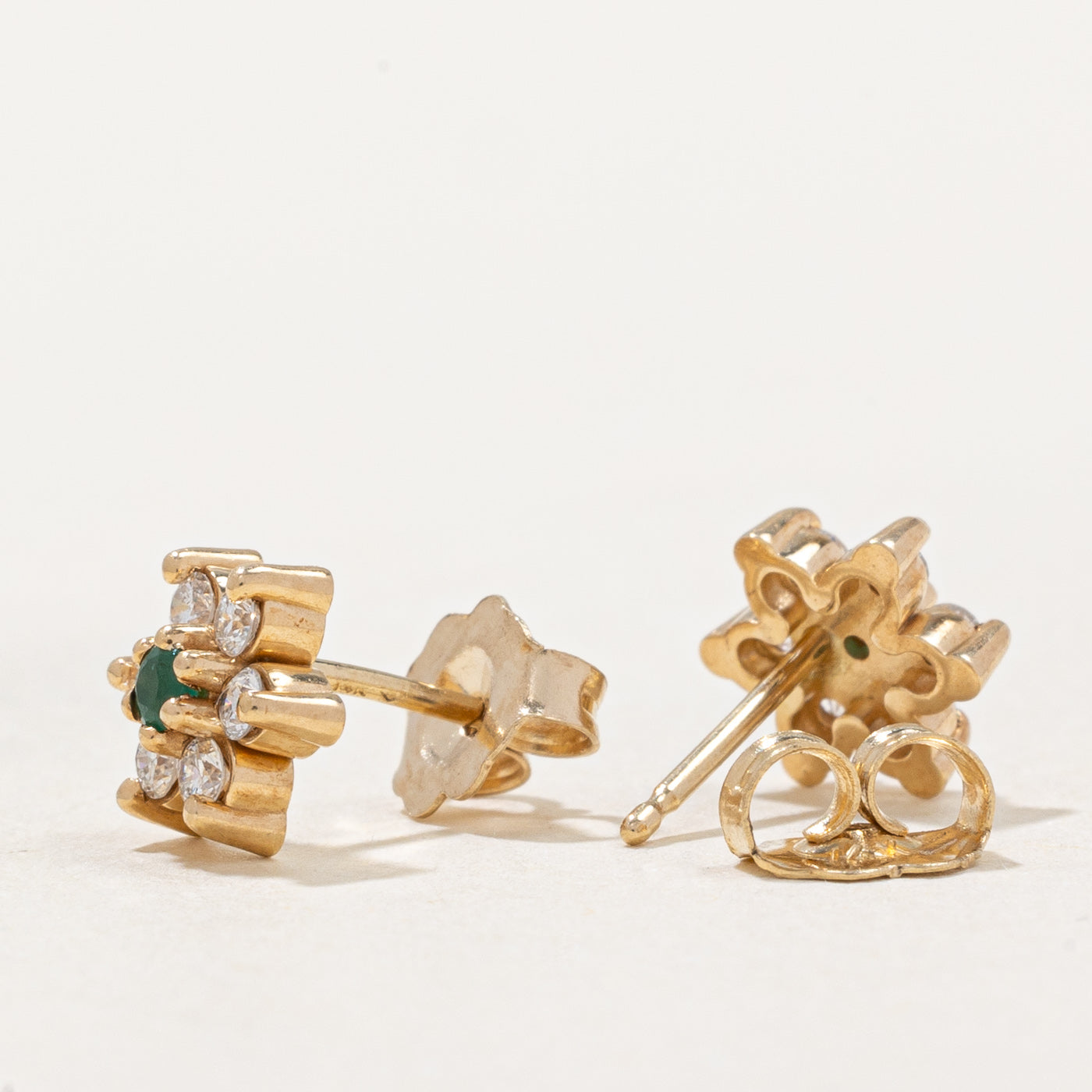 0.24ctw Diamond & Emerald Stud Earrings - 0.05ctw Genuine Gemstone Jewelry for Women | Elegant Gift for Anniversary, Birthday & Special Occasions