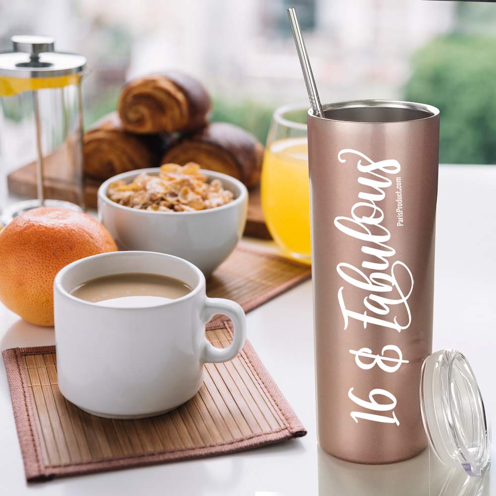 Sweet 16 Party Decorations Set & 20oz Insulated Tumbler Cup - Perfect 16th Birthday Gift for Teen Girls - Great for Birthday Parties, Graduations & Special Celebrations