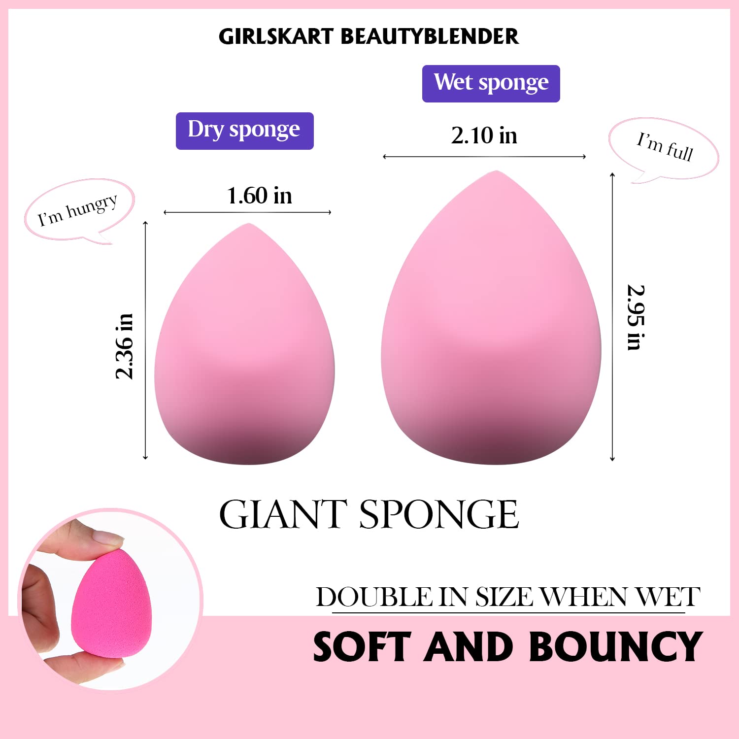 2 Pack Beauty Blender Sponge Set - Large & Mini Makeup Sponges for Liquid & Cream Foundation (Black) | Perfect for Professional Makeup Application & Travel Touch-Ups