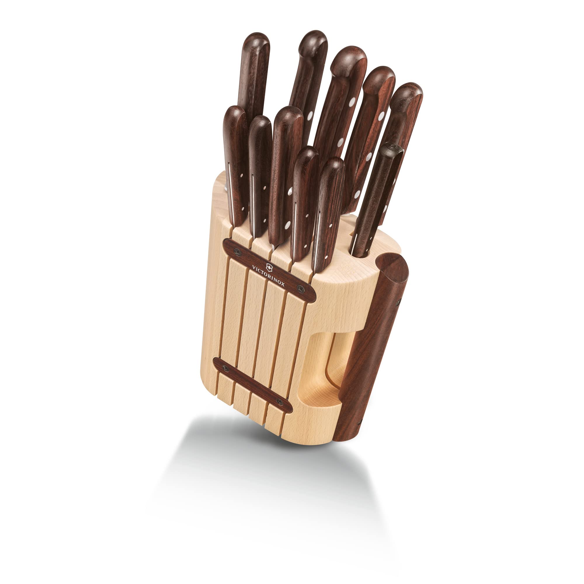 Victorinox 11-Piece Wooden Knife Block Set with Kitchen Knives - Premium Knife Storage Organizer in Brown - Perfect for Home Chefs & Cooking Enthusiasts