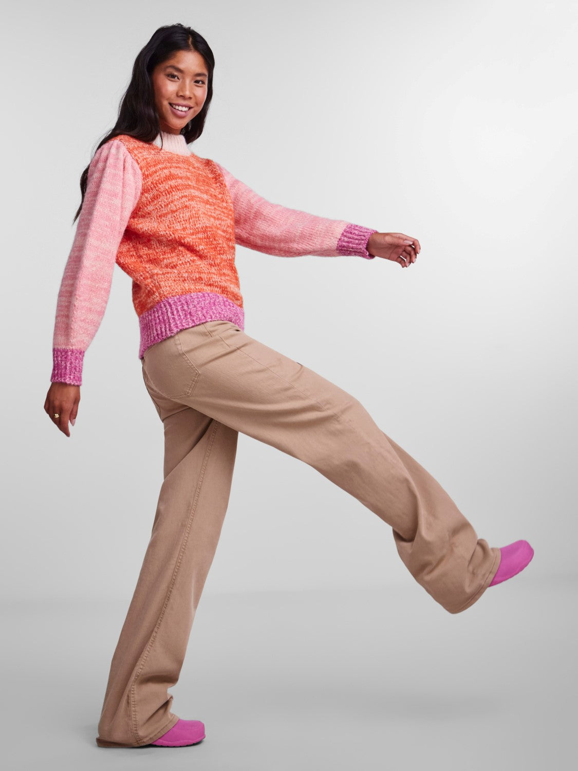 Felisia High Neck Jumper Women's Sweater - Tangerine Tango Color, Soft Knit Pullover for Fall & Winter | Perfect for Office Wear, Casual Outfits and Holiday Parties