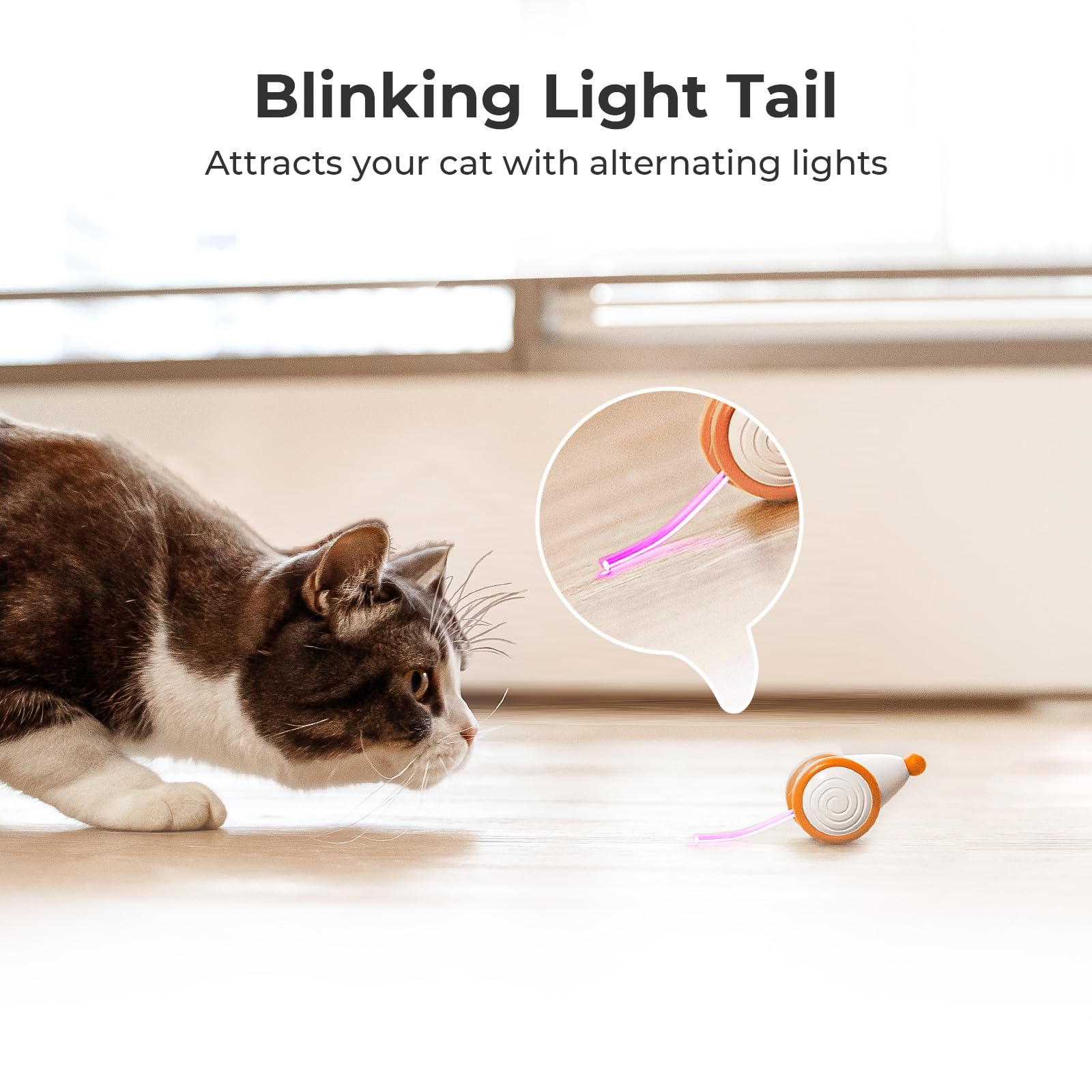 Cheerble Interactive Cat Toys for Indoor Cats - Automatic LED Light-Up Wicked Mouse Toy, USB Rechargeable Smart Electric Kitten Toy with Auto On/Off (Yellow) | Perfect for Playtime, Exercise & Boredom Relief for Your Feline Friend
