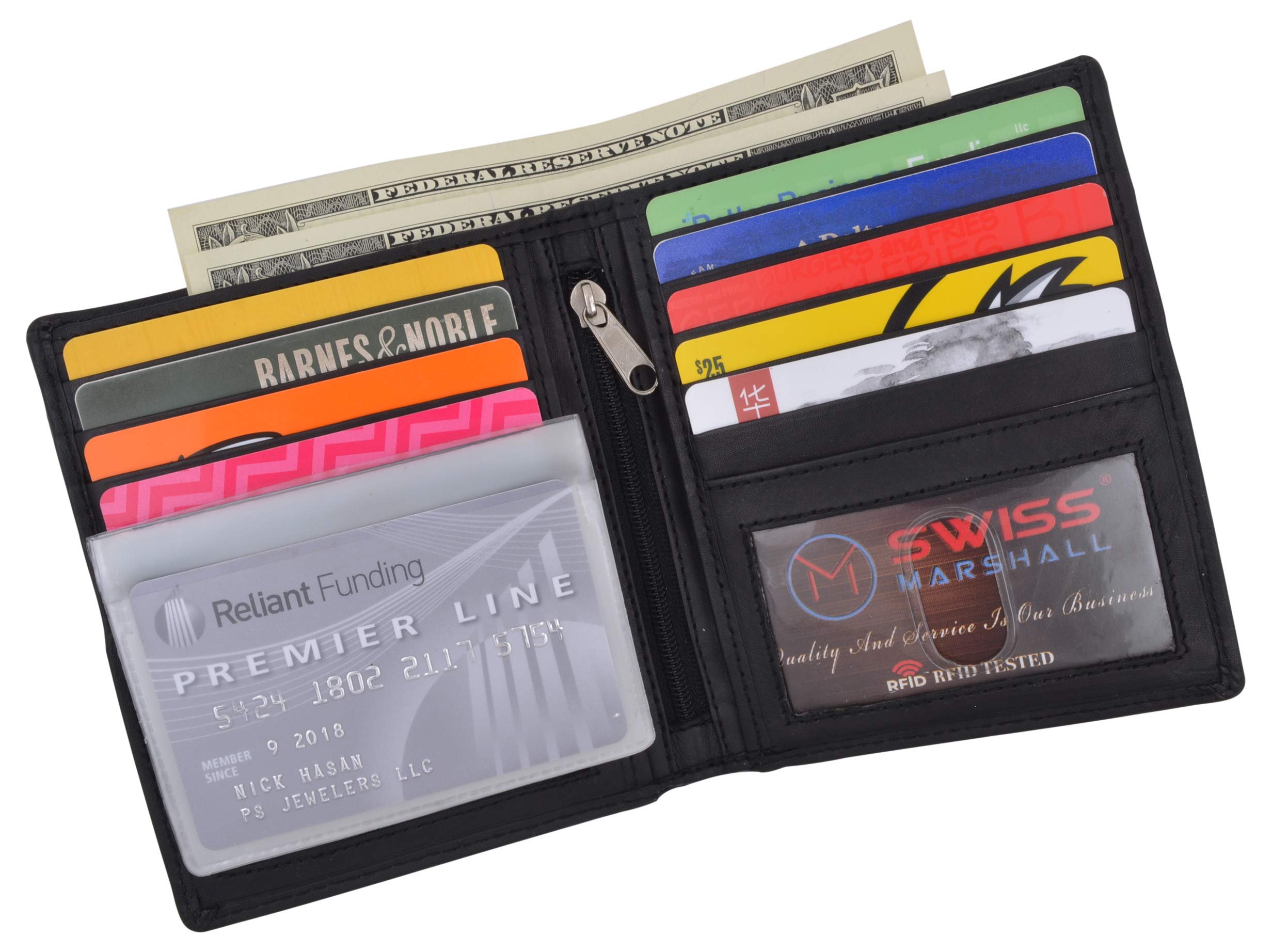 Premium RFID Blocking Bifold Leather Wallet for Men - Slim Design with 2 ID Card Holders - Ideal for Travel, Business & Everyday Use