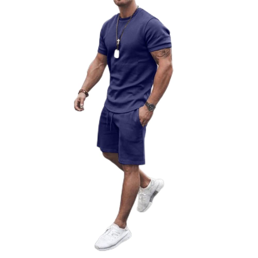 WFIAOUESS男士2件套短裤套装，夏季运动休闲两件套，透气速干男士运动服，适合健身、跑步、户外活动